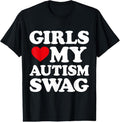 100% Cotton Love My Autism Swag Funny Heart Autism Awareness