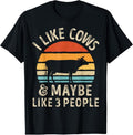 100% Cotton I Like Cows Maybe Like 3 People Cow Farm Farmer Retro