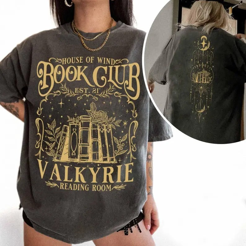 2 Slides House Wind Book Club Valkyrie Reading Room Shirt Night Court Sjm Acotar Book Club Book Lover Bookishtshirt Womenswear