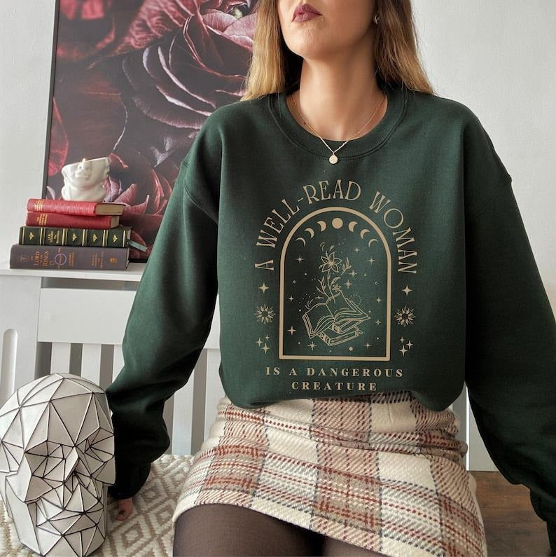 Well Read Woman Bookish Book Reading Literature Shirt Librarian Shirt Bookish Celestial
