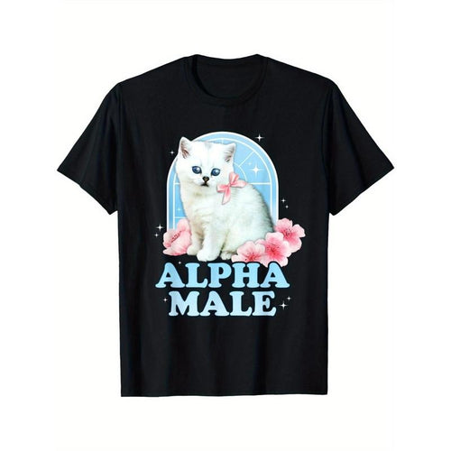 "Alpha Male Cat Black Cotton Y2K Harajuku " Made Usa