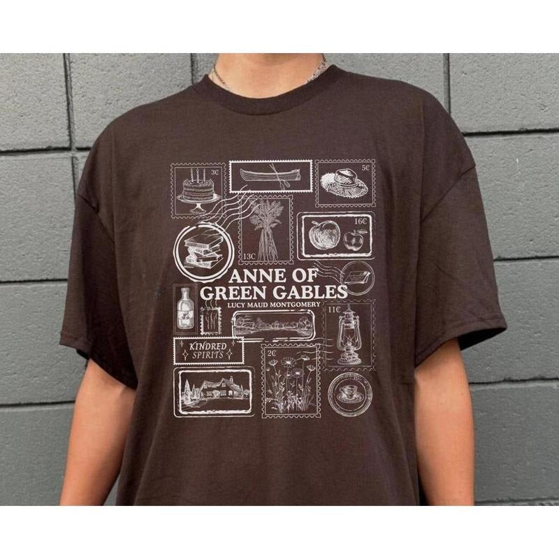 Anne Green Gables Shirt Literary Stamp Literature Bookish Reading Shirt Book Club Vintage
