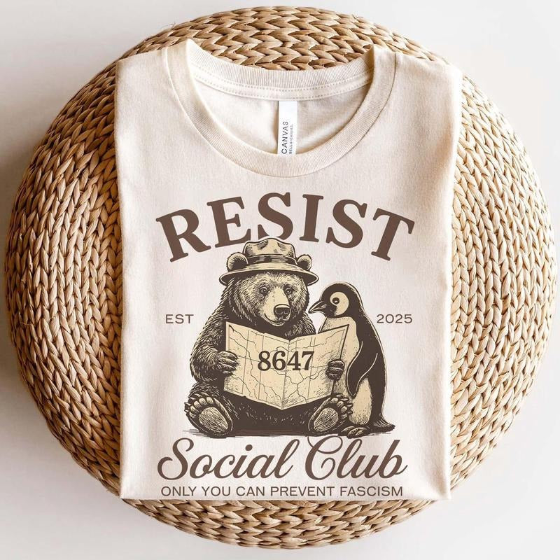 Bears Penguins RESIST Social Club Penguins I Stand Penguins Flippers Up Social Club FDT Bear Shirt Penguins Tariff
