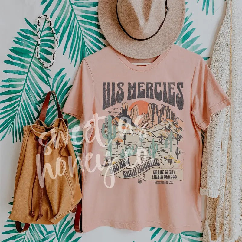 Boho Christian Shirts Christian Bible Verse Shirt Christians Jesus Faith Based Shirt His Mercies Are New