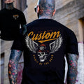 CUSTOM SPIRIT ROAD Skull Winged Helmet Black 2 Side Print Naughty Clothes Cotton Motorcycle Shirt Streetwear Menswear