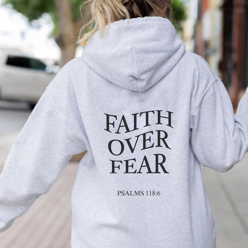 Christian Bible Verse Shirt Faith Over Fear Shirt Hooded Faith Faith Based Shirt Scripture Cross