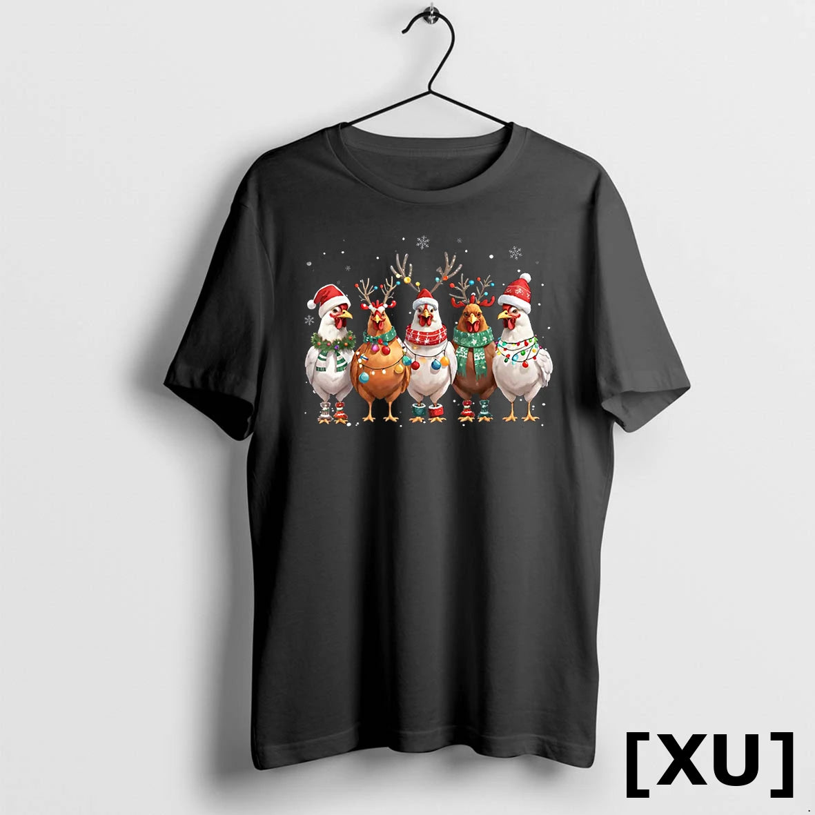 Christmas Lights Chicken Santa Funny Xmas Tree Tshirts Sweater