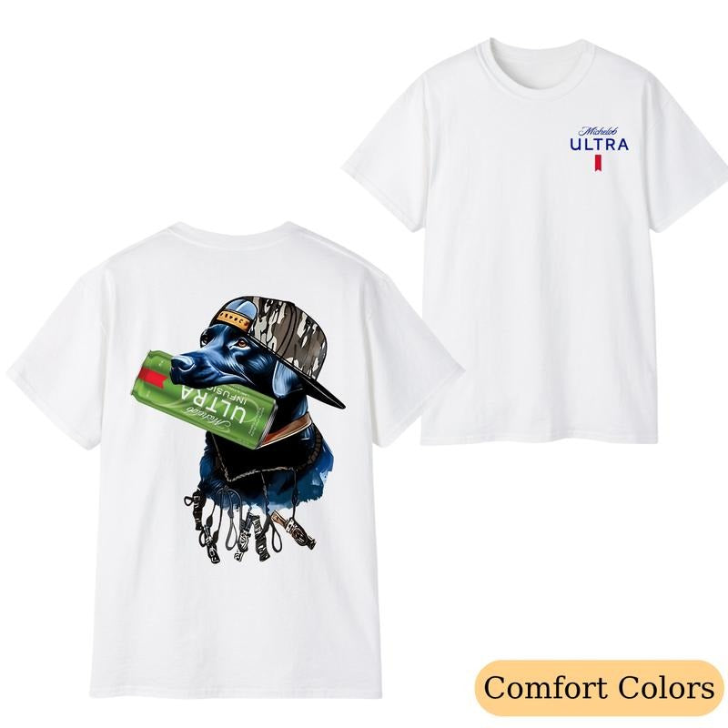 Comfore Color Gildan Michelob Ultra Infusions Dog Funny 2 Sided Hunting Beer Camo Southern Streetwear Casual Summer Menswear & Womenswear Top