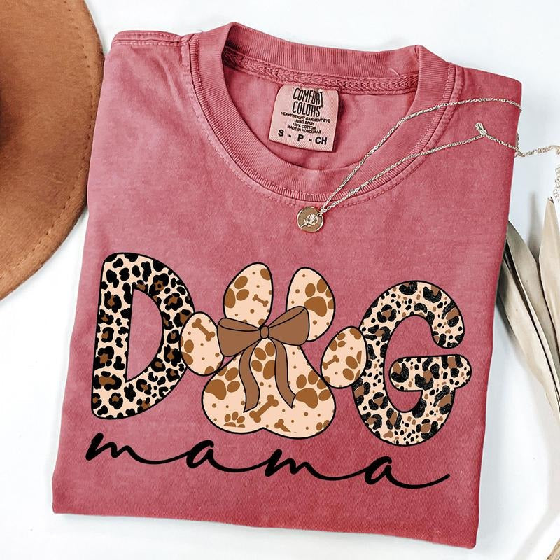 Comfort Colors Dog Mama Leopard Shirt Dog Lover Shirt Dog Mom Shirt Mom Life Shirt