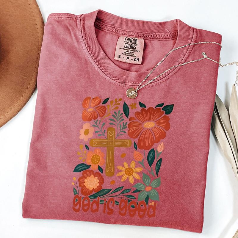 Comfort Colors God Is Good Shirt Floral Christian Shirt Retro Amen Bible Verse Jesus Faith God