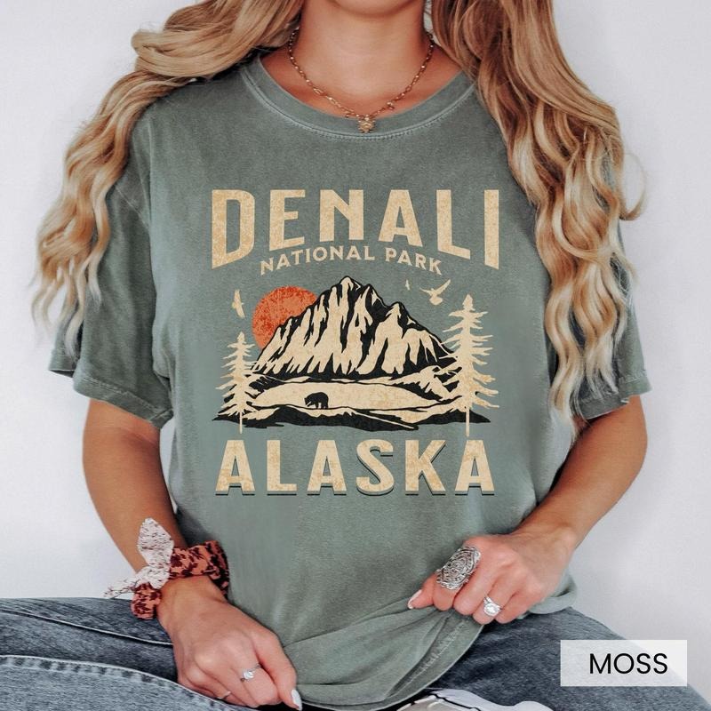 Comfort Color Denali National Park Shirt Alaska Souvenir Mountain Camping Hiking Adventure Outdoor Nature Lover Forestcore Granola Girl