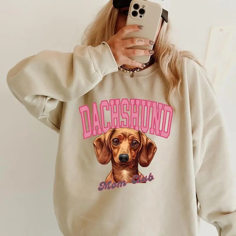 Dachshund Mom Club ~ Relaxed Fit Printed USA Womenswear Casual Comfortable