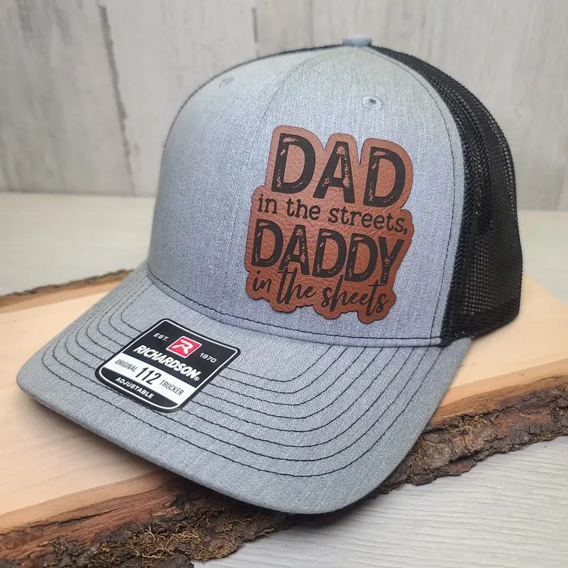 Dad Streets Daddy Sheets Funny Trucker Leather Patch Hat
