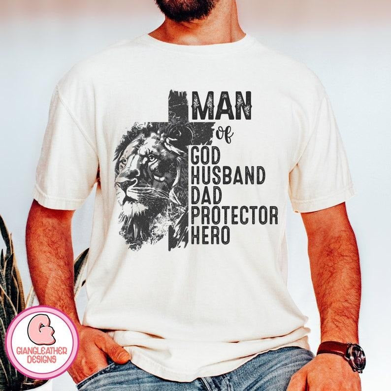 Dad Shirt Christian Shirt Man God Shirt Bible Verse Shirt Jesus Shirt Dad Lion Shirt Father Shirt Christian Cross Shirt Dad Shirt Christian Dad