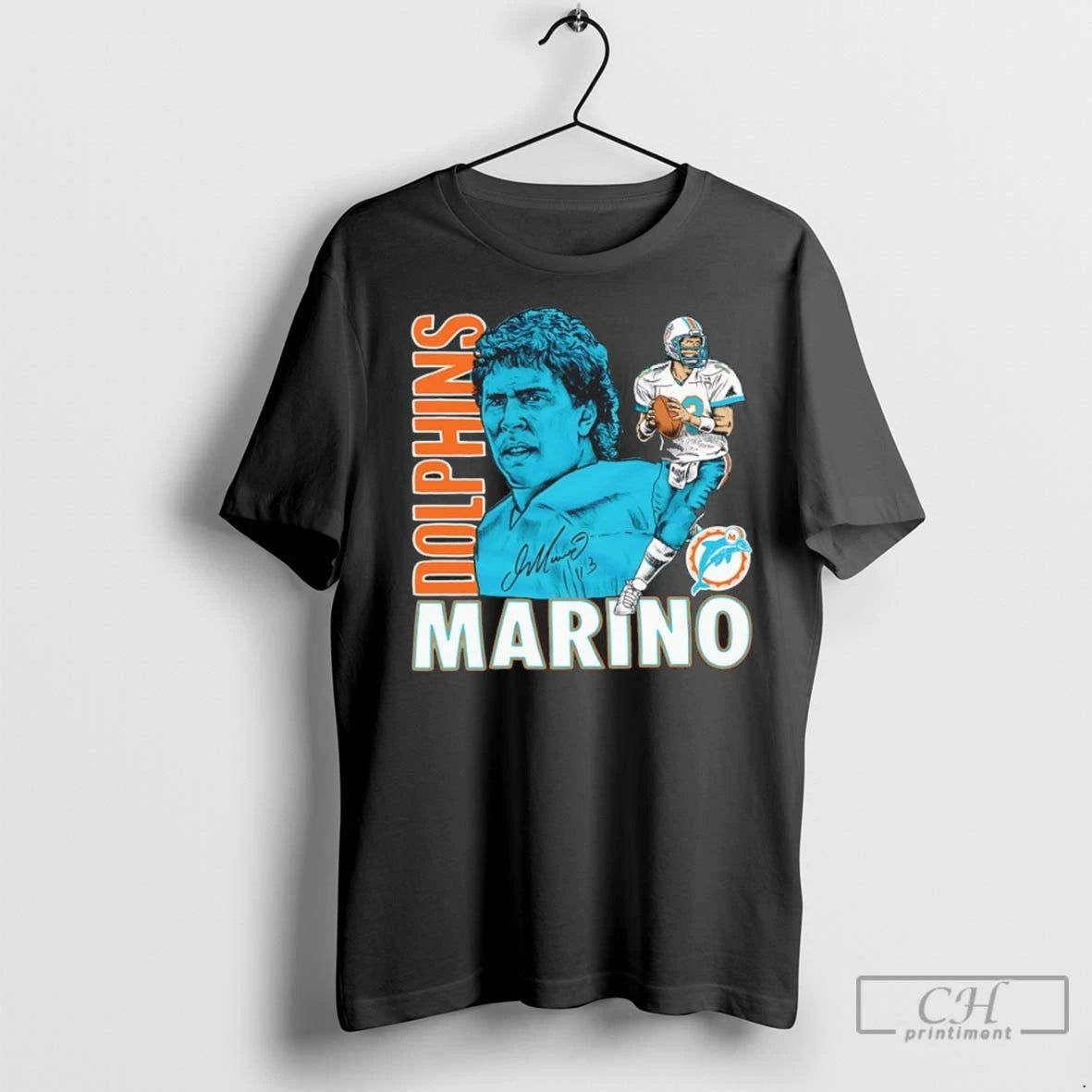 Dan Marino Miami Dolphins Player Signature Caricature T Shirts