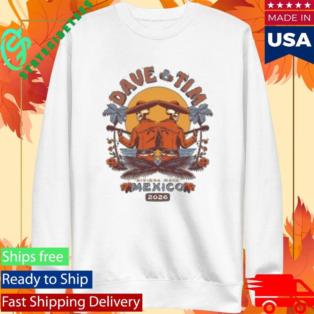 Dave And Tim Riviera Maya Skeletons Shirt Unisex , , , Long Sleeve Tee