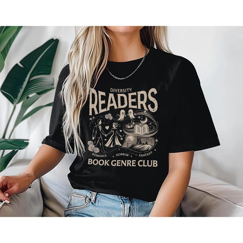 Diversity Readers Book Genre Club Romance Horror Fantasy Book Lovers Shirt Readers Book Club Fantasy Horror Romance