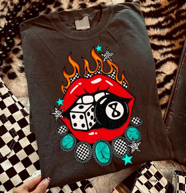 Edgy Flaming Gambling Lips Shirt Vintage Western Western Outfits Western Cowgirl Outfits Stuff Country Concert Outfits Western Tops Clothes