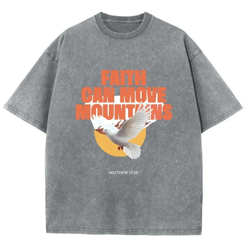 Faith Can Move Mountains Washed Christian Christian Jesus Vintage 90s Cotton Top Mineral Color