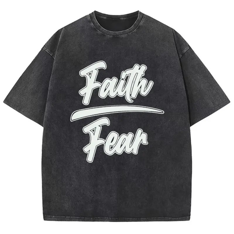 Faith Over Fear Washed Christian Christian Jesus Vintage 90s Cotton Top Mineral Color