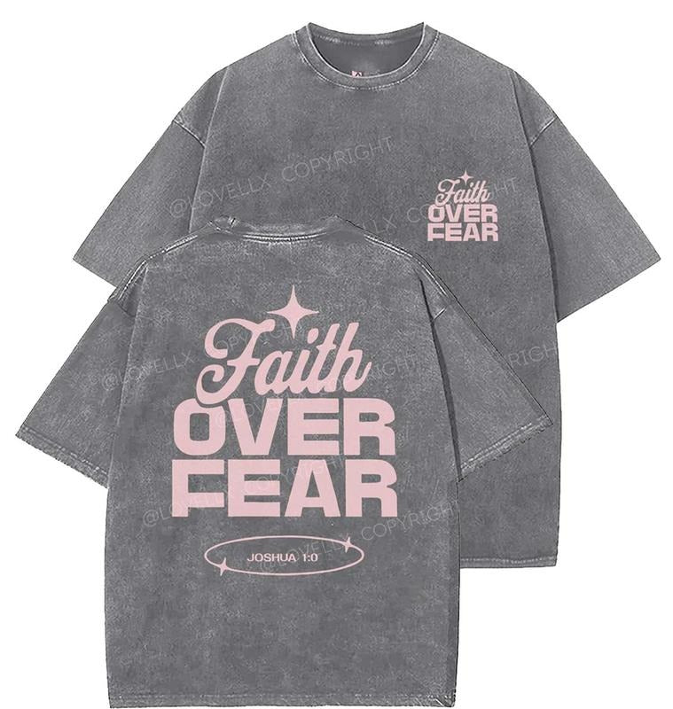 Faith Over Fear Washed Christian Vintage 90s Top Womenswear Cotton Mineral Colorstyle{N002}5