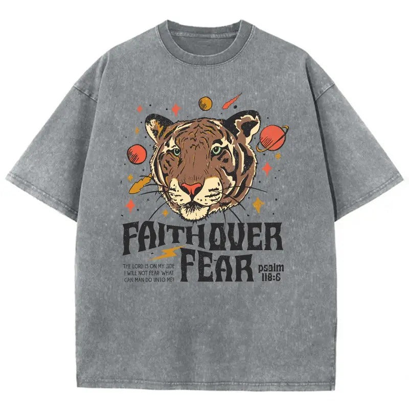 Faith Over Fear Washed Christian Christian Jesus Vintage 90s Cotton Top Mineral Colorstyle{N002}2