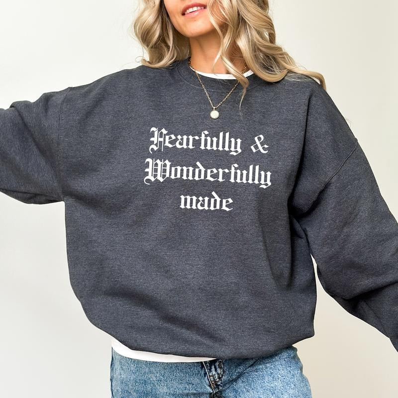 Fearfully Wonderfully Made Cozy Scripture Bible Verse Shirt Christian Faith Long Sleeve