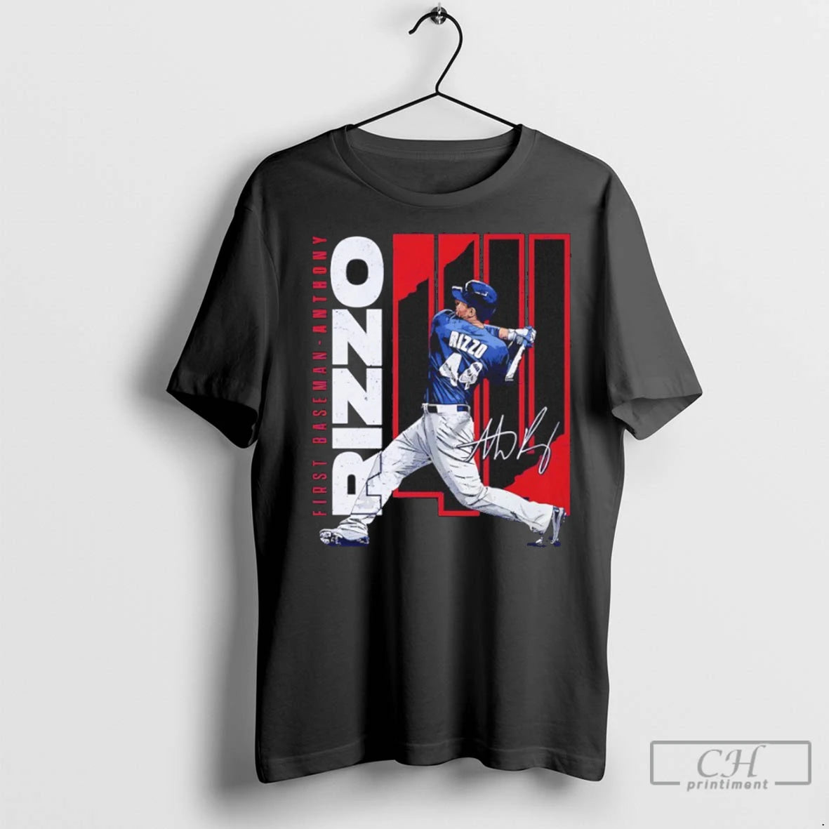 First Baseball Anthony Rizzo Chicago Cubs Stretch Autographed T Shirts