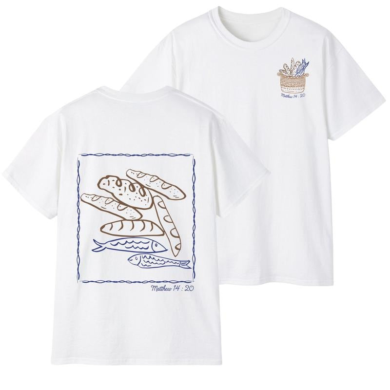 Fish & Loaves Christian Comfort Colors Shirt Bible Study Catholic Inspiring Modern Faith Jesus Math