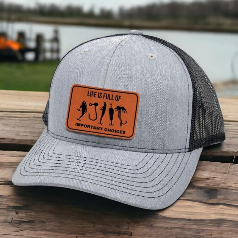 Fishing Leather Patch Hat Custom Trucker Hat Present