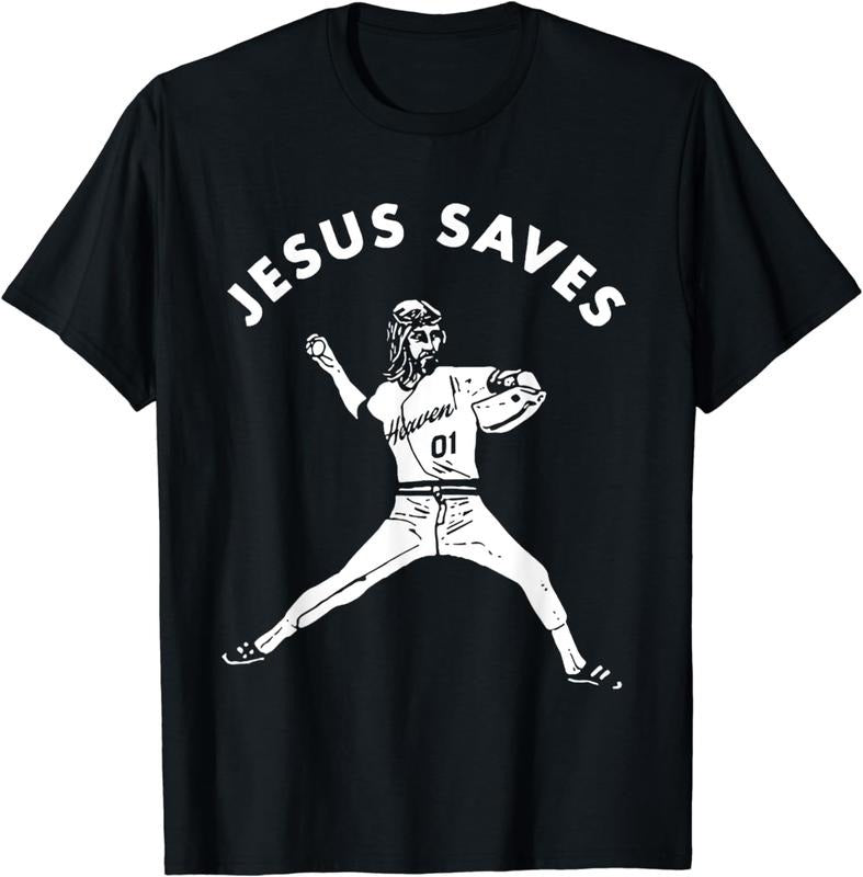 Funny Baseball Shirt Jesus Saves Shirt Religious Christian Faith Baseball Menswear Top Menswear Top