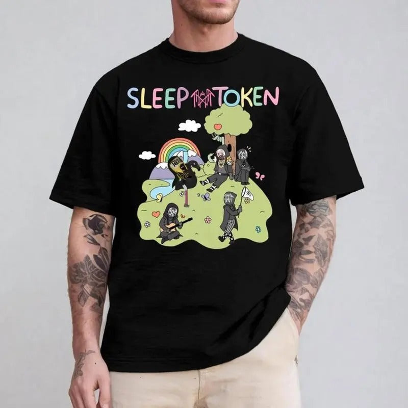 Funny Meme Mask Sleep Token Flamingo Band Even Arcadia Concert Tour 2025 Short Sleeve
