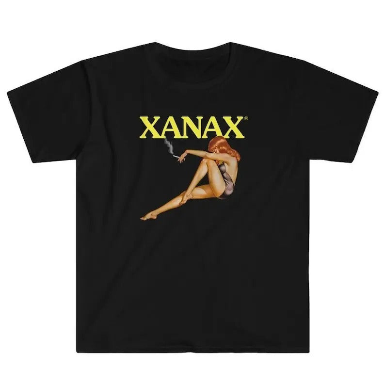 Funny Meme Shirt Xanax Vintage 1950s Pin Up Anxiety Depression Anxious Emo Gothic Goth Sad Club