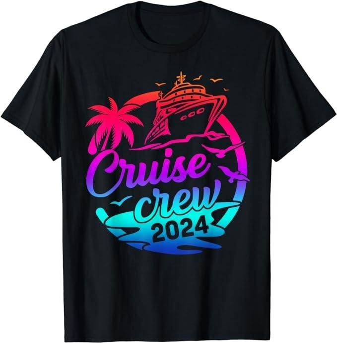 Funny Vacation Shirt Cruise Crew 2024 Summer Vacation Trip Funny Matching Group Casual Cotton