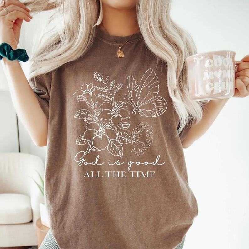 God Is Good Shirt Boho Christian Floral Bible Verse Faith Based Jesus Religious