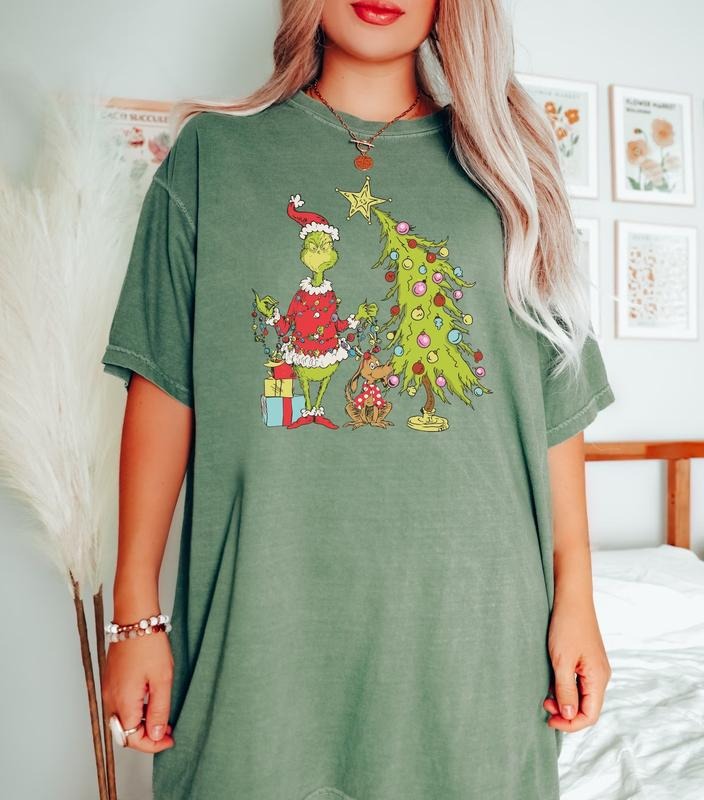 Grinch Tree Grinch Shirt Shirt Grinchmas Cute Cotton Clothes