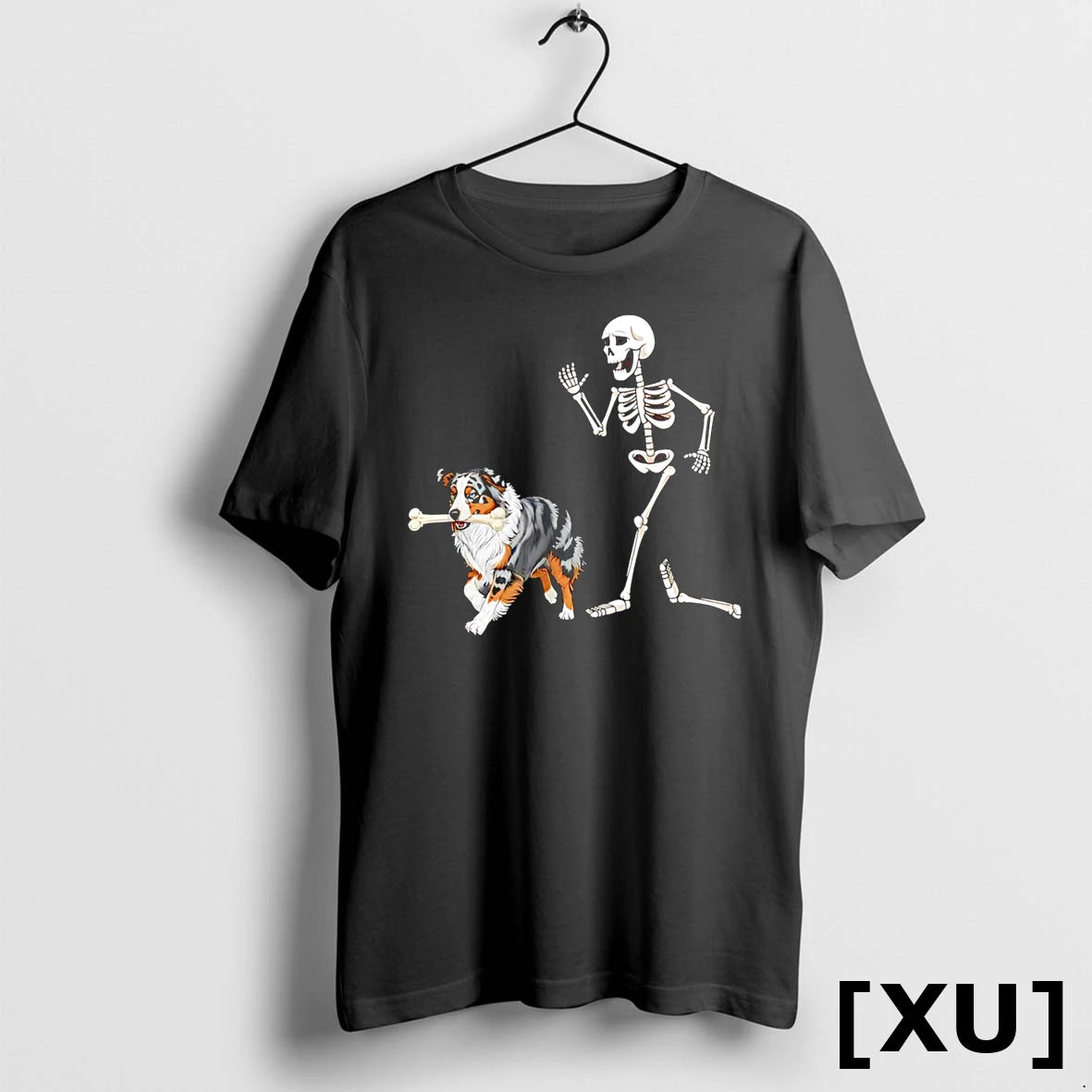 Halloween Australian Shepherd And Skeleton Tshirts Sweater