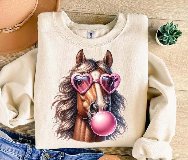 Horse Blowing Bubble Gum Png Horse Png Retro Png Funny Png Png Sublimation Png style{N002}3
