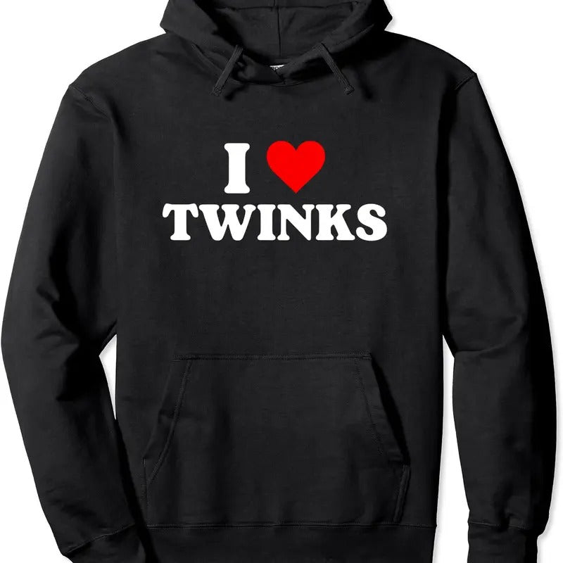 I Love Twinks I Heart Twinks Hooded Classic Fabric Menswear