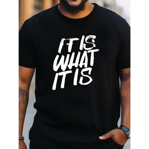 "IF IS WHAT IS" Printed Casual Breathable Short Sleeve Loose Sports Large & High Summer 100% Cotton Made USA