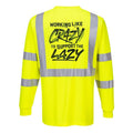 Crazy Reflective Long Sleeve Safety Hi Vis Yellow Long Sleeve Crew Neck ANSI ISEA 107 Class 2 Compliance Everyday