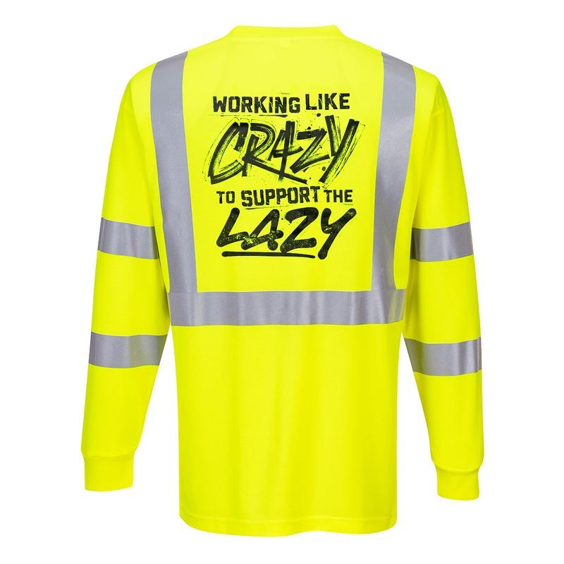 Crazy Reflective Long Sleeve Safety Hi Vis Yellow Long Sleeve Crew Neck ANSI ISEA 107 Class 2 Compliance Everyday