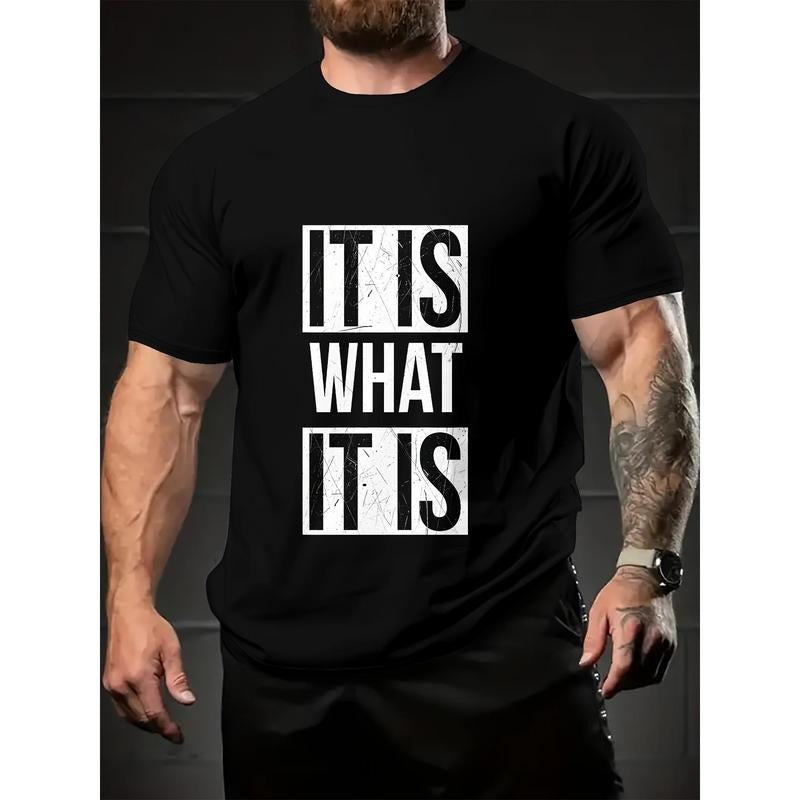 " IS WHAT IS" Funny Text Print Crew Neck Short Sleeve Casual Summer Daily Vacation Resorts Made Usa