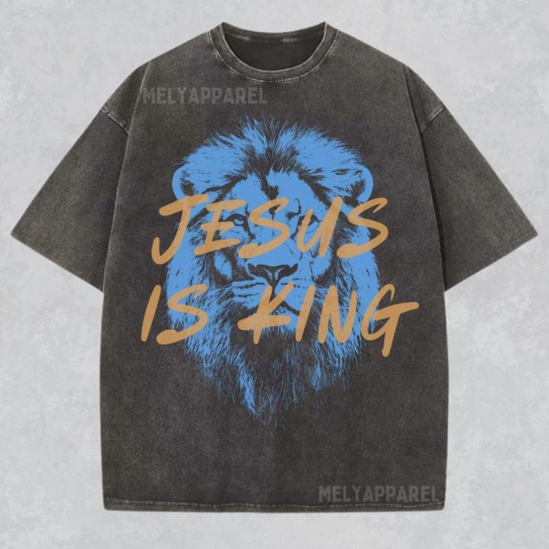 Jesus Is King Christian Shirt Faith Streetwear Comfort Colors Religious Him Her Bible Verse Lion