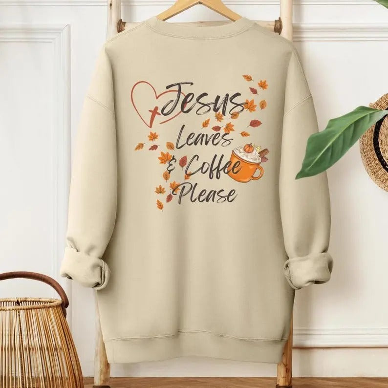 Jesus Leaves & Coffee Please Fall Christian Faith Church Religious Her Coffee