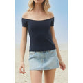 John Galt Navy Bonnie Off Shoulder Top