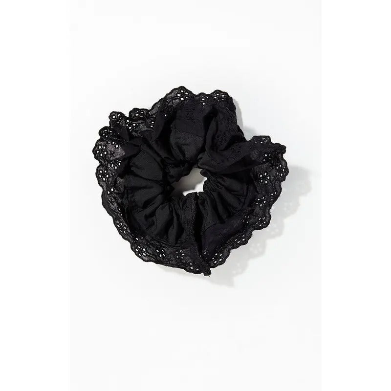 LA Hearts Black Eyelet Hair Scrunchie
