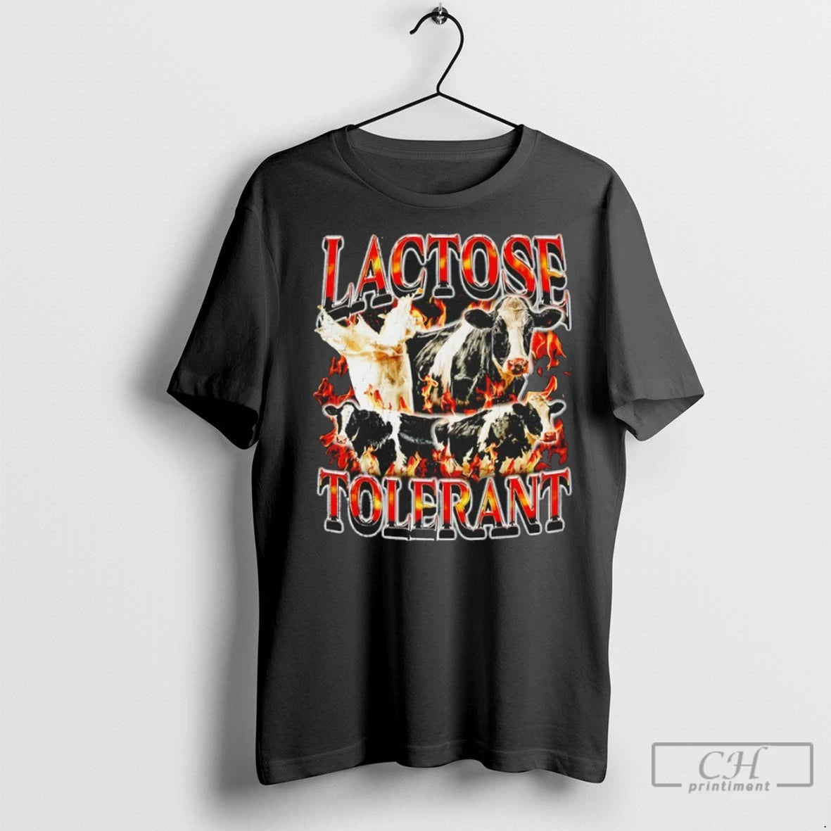 Lactose Tolerant Cow 90s Bootleg Flame T Shirts