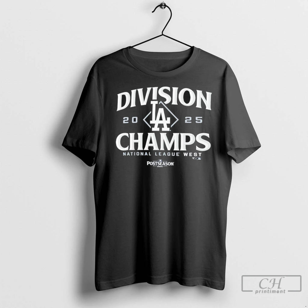 Los Angeles Dodgers 2025 Nl West Division Champions Locker Room T Shirts
