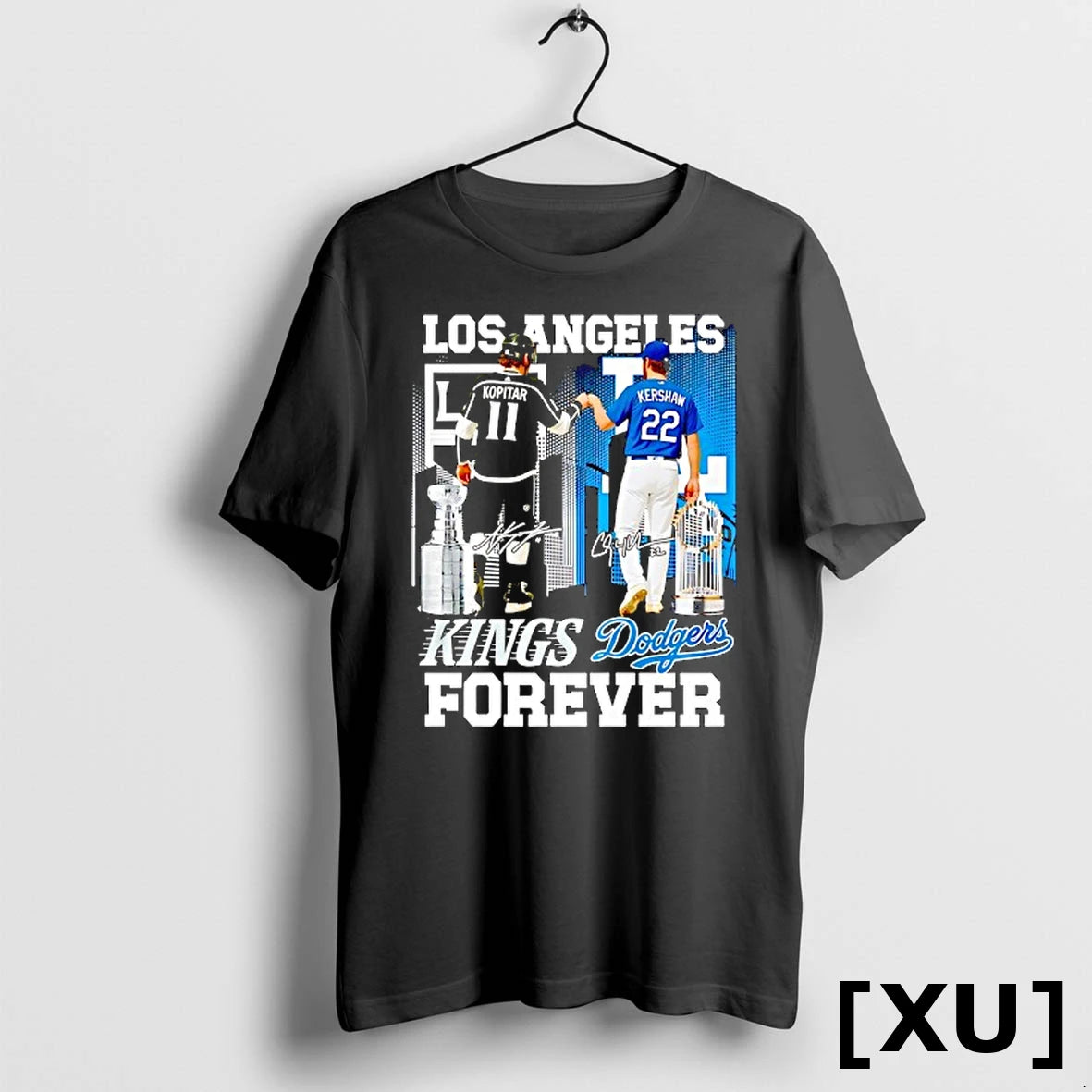Los Angeles City Skyline Kopitar Los Angeles Kings And Kershaw Los Angeles Dodgers Forever Tshirts